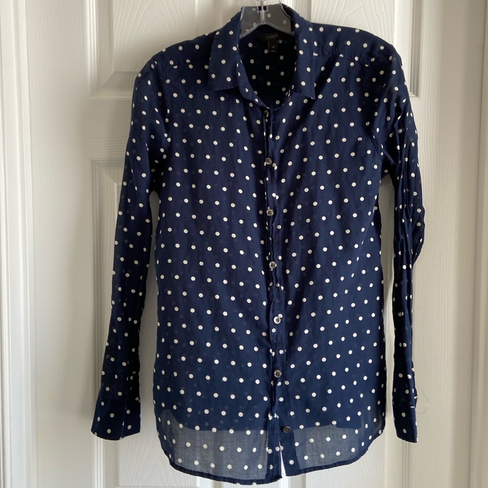 J. Crew polka dot button-down shirt